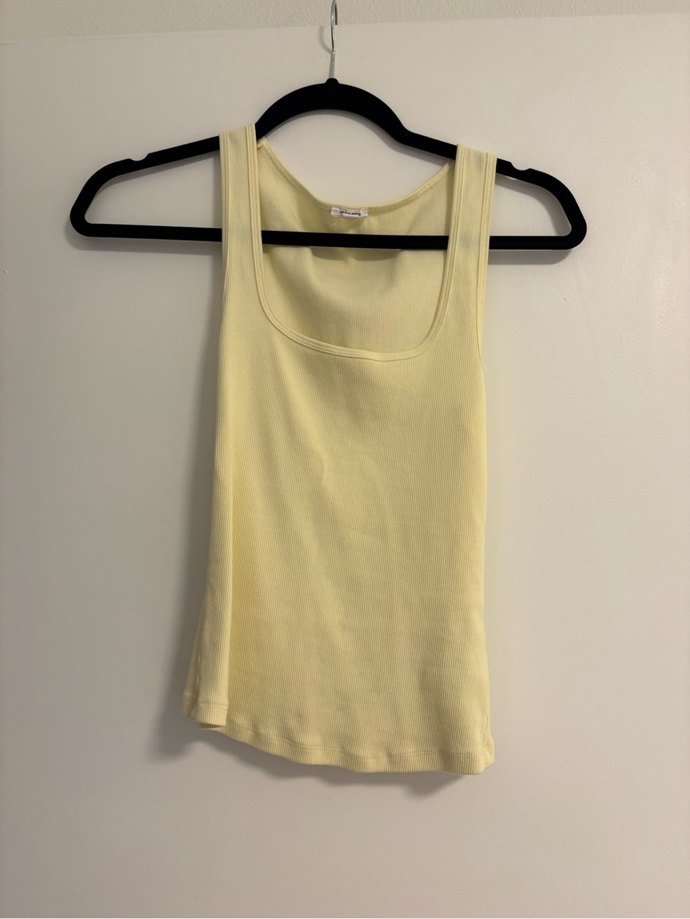 Garage Pale Yellow Ribbed Scoop Tank